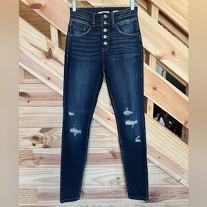 Kancan Dark Blue Distressed Women Jeans